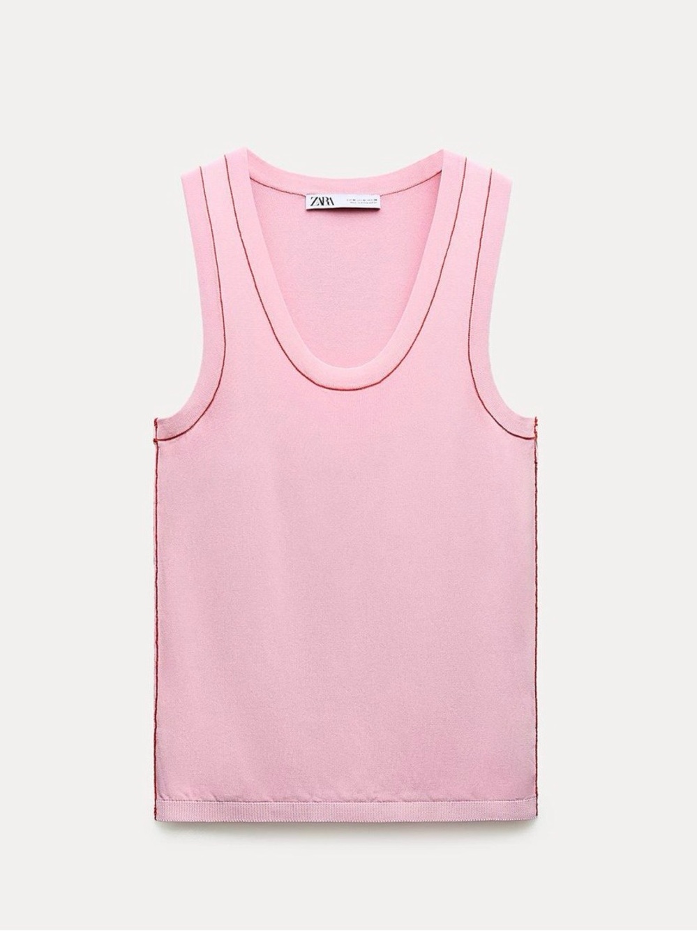 Zara BASIC KNIT TOP WITH CONTRASTING PIPING | Perfect Condition - Never worn